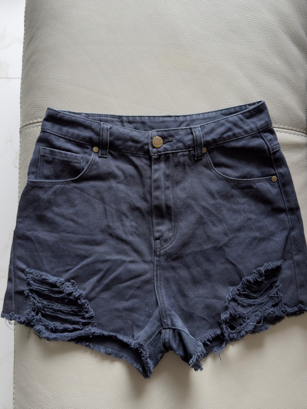 Women’s Distressed Black Denim Shorts